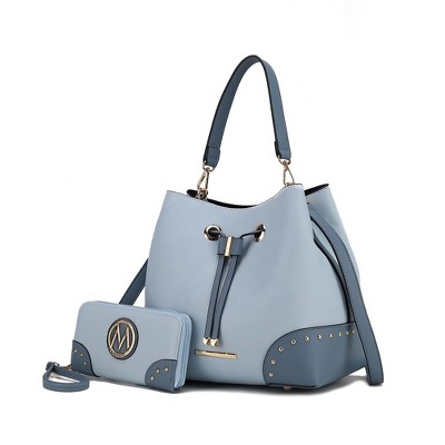 MKF Collection Candice Color Block Bucket Bag with matching Wallet by Mia K