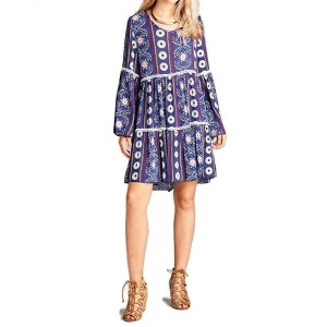 Women's Crochet & Bell Sleeve Dress - Velzera - 1 of 4