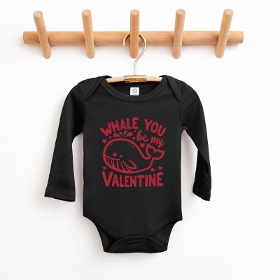 The Juniper Shop Valentines Whale Baby Long Sleeve Bodysuit