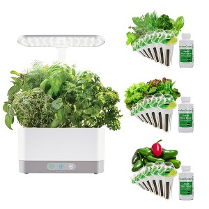 AeroGarden Harvest XL Bundle Hydroponic Indoor Herb Garden LED Grow Light Growing Kit with Trellis, 18 Seed Pods, Bonus Seed Kits, & Plant Food, White - 1 of 4