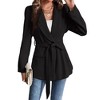 Women's Casual Blazers Long Sleeve Open Front Suit Work Office Blazers Jacket with Wrap-Belted - 2 of 4