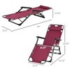 PAGED Folding Camping Chairs 2-in-1 Tanning Chair with Pillow, Pocket for Camping, Beach, Picnics, Deck - 3 of 4