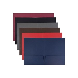 JAM Paper Two-Pocket Textured Linen Business Folders Assorted Colors 386LASSRT - 1 of 4