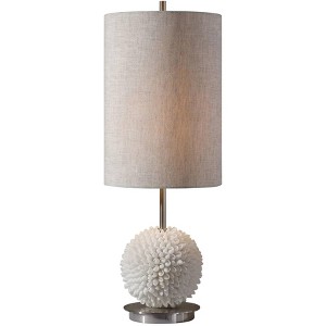 Uttermost Modern Table Lamp 24" High Faux Sea Shells Nickel Beige Linen Drum Shade for Living Room Bedroom House Bedside Office - 1 of 1