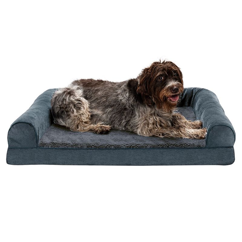 FurHaven Faux Fleece & Chenille Orthopedic Sofa Dog Bed, 1 of 4