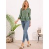 INSPIRE CHIC Women's Button Down 3/4 Bell Sleeve Lapel Collar Casual Ruffle Hem Eyelet Blouse - 4 of 4