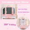 Whizmax 2-in-1 Princess Vanity  Set ,Princess Makeup Table with Mirror, Stool, Tri-Folding Mirror & Drawer ,Pretend Play Dressing Table for Toddler Girls - image 2 of 4