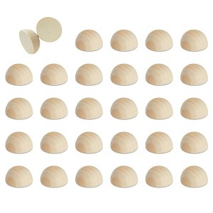 Juvale 30 Pack Split Wood Balls for Crafts, 1.5-Inch Unfinished Half Wooden Beads for Art Supplies - 1 of 4