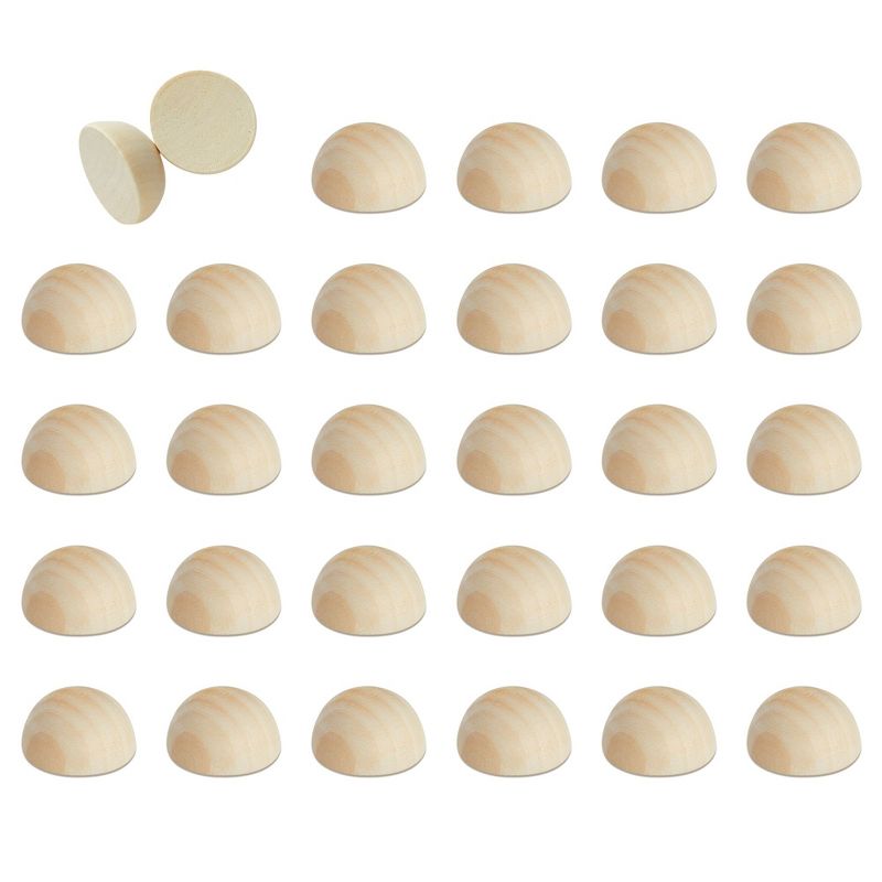 Juvale 30 Pack Split Wood Balls for Crafts, 1.5-Inch Unfinished Half Wooden Beads for Art Supplies, 1 of 10