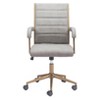 Office Chair 38.2-41.3"H Gray – Faux Leather Upholstery with Bronze Steel Frame, Modern Adjustable Swivel Seating By Zuo Modern - 4 of 4