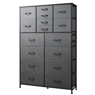 16-Drawer Tall Fabric Dresser Storage Tower with Steel Frame, Chest of Drawers Organizer Unit