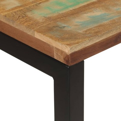 Reclaimed Mango Wood and Steel Hallway Table with Polished Finish
