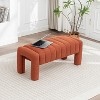 SEYNAR Modern Glam Teddy Velvet Fabric Rectangle Ottoman - 3 of 4