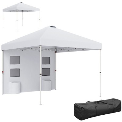 Outsunny 10' x 10' Pop Up Canopy Tent with Sidewall, UPF50+ Instant Sun Shelter with Storage Pockets, Height Adjustable