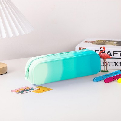 INFURNIC Pencil Cases Kids Large Capacity Waterproof Zipper Pouch Extra Big Pencil Bag for School Supplies Art Tools, Green, 8.3"*2.8"*0.5"