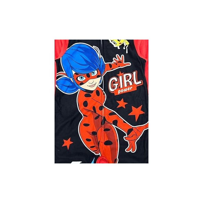 Miraculous Lady Bug Girl's "Girl Power" One Piece Hooded Sleeper Pajama, 2 of 4