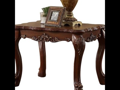 28" Gold Patina Wood Veneer Rectangular End Table