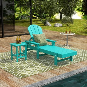WestinTrends Malibu 2 Piece Adirondack Poly Reclining Chaise Lounge With Arms & Wheels - 1 of 4