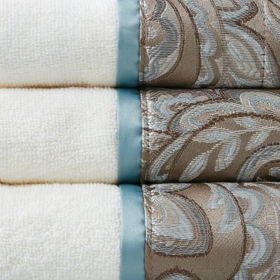 Aubrey Blue Jacquard Cotton 6-Piece Washcloth Set