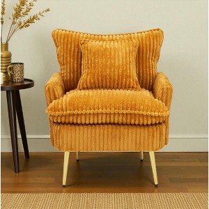 Corduroy Single Sofa Chair with Thick Sponge Cushion and Metal Legs, Comfortable Lounge Chair for Living Room, Bedroom, or Office - 1 of 4