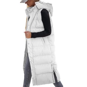 Imily Bela Womens Long Puffer Vest Hooded Sleeveless Winter Coats Quilted Warm Zip Up Padded Outerwear - 1 of 4