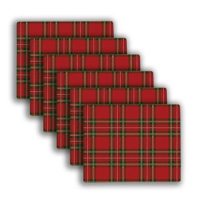 C&F Home Tartan Christmas Plaid Hardboard Placemat Set of 6