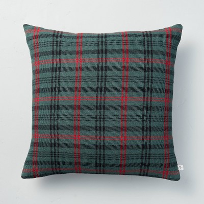 18" x 18" Tartan Plaid Throw Pillow Dark Green/Red - Hearth & Hand™ with Magnolia