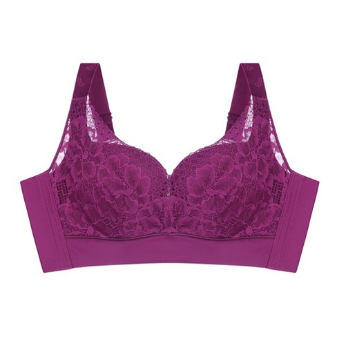 Agnes Orinda Women's No Underwire Full Coverage Comfort Wirefree Lace Bra  Purple 38c : Target