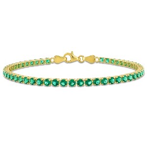EVERLY JEWELRY | Yellow Plated Sterling Silver 4 3/5 CT TGW Created Emerald Bracelet With Chain, 7.25-inch - 1 of 4