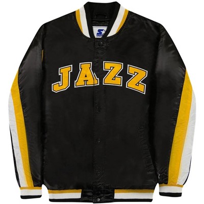 STARTER Mens Utah Jazz Varsity Jacket, Black, Small