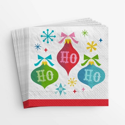 20ct Ho Ho Ho Ornament Lunch Disposable Napkin - Wondershop™