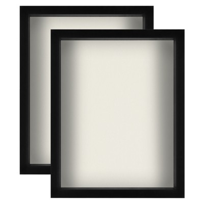 Americanflat Shadow Box Frame in Black with Soft Linen Back - Composite Wood Frame with Shatter Resistant Glass for Wall and Tabletop - 2 Pack