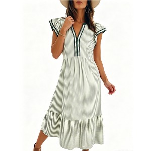 ladies striped dress PRETTYGARDEN Women's Maxi Summer Sleeveless Square Neck The Lulus Constantly Trendy Blue Striped Crinkle Bodycon Midi Dress is at the top of our to Women Striped Midi Dress Split