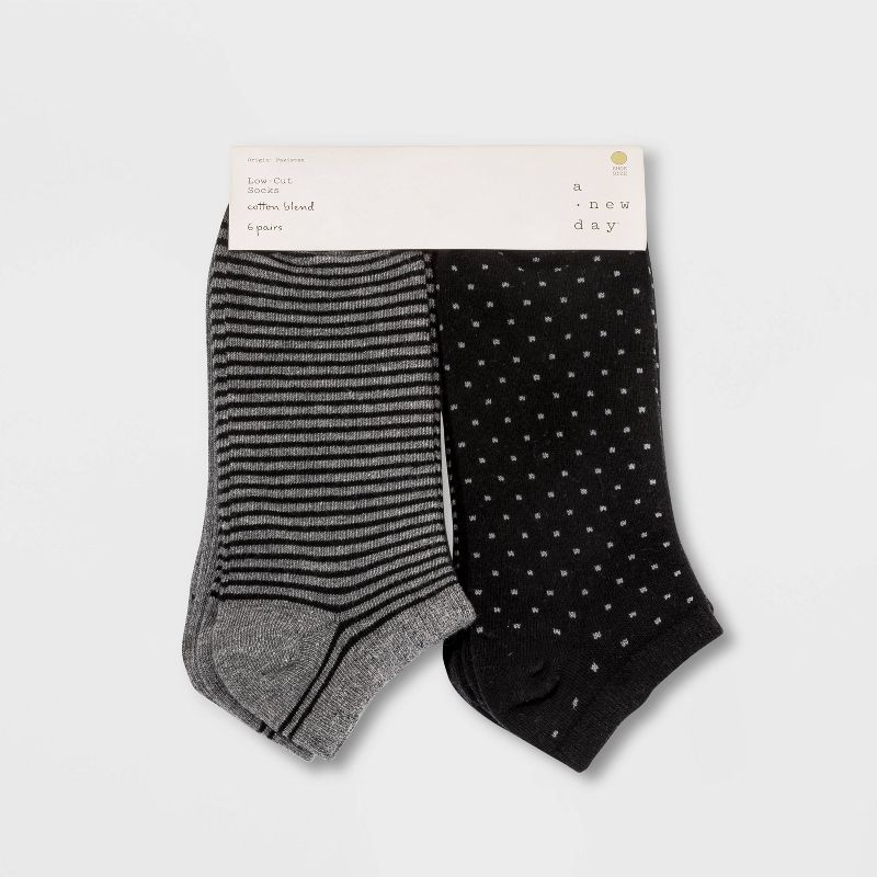 Women&#39;s Multipattern 6pk Low Cut Socks - A New Day&#8482; Black 4-10, 2 of 3