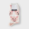 Women's Pig 2pk Cozy Crew Socks - Ivory/Pink 4-10 - 2 of 3