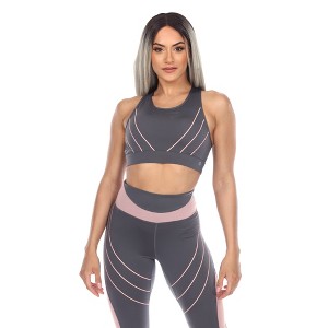 Women's Cut Out Back Mesh Sports Bra - White Mark - 1 of 4