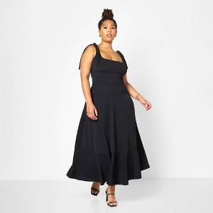 Rebdolls Women's Evelyn Peasant Style Skater Maxi Dress Black
