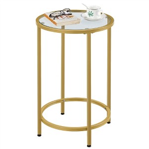 Yaheetech Round Accent Table with Glass Top and Metal Frame for Living Room - 1 of 4