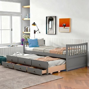 Luxystar Full & Twin size Daybed with Twin size Trundle and Drawers for bedroom abd studio apartment - 1 of 4