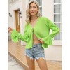 Womens Corduroy Cardigan Cropped Open Front Tops with Ruffle Sleeve Textured Front Tie Tops - 4 of 4