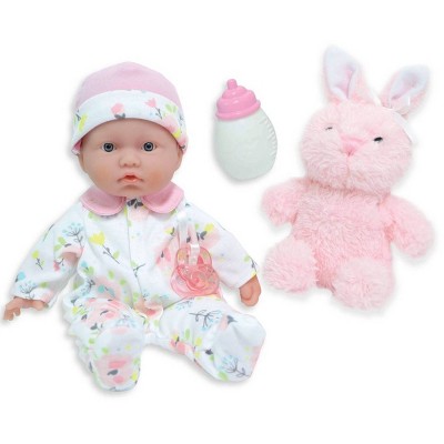 La Baby 11" Light Skin Blue Eyed Doll with Pink Accessories