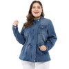 Agnes Orinda Women's Plus Size Outerwear Zip Closure Drawstring Denim Jacket - 2 of 4