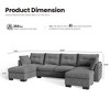 XIZZI 4-Piece Chenille Sofa Set with Large Chaise & Ottoman - Modern Sectional Sofa in White/Beige/Gray/Black, with Round/Square/Sloped Armrest - 2 of 4