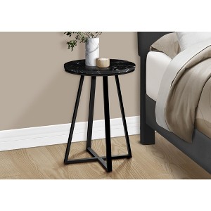 Vynxaria Contemporary Round Accent Table, Side Table, End Table, Nightstand, Black Marble Look Laminate, 15.75" L x 15.75" W x 21.75" H - 1 of 4