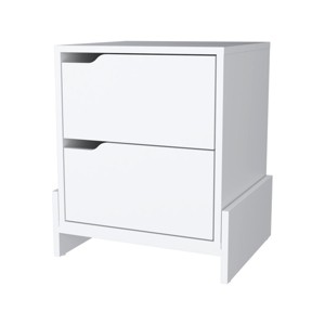 GlasFlength Nightstands Modern Nightstand Bedroom Nightstand Elegant Bedside Table with 2 Drawers for Living Room, White, 17.01"*14.57"*19.92" - 1 of 4