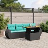 vidaXL Patio Sofa Set with Cushions Outdoor Furniture 5 Piece Poly Rattan - Black without storage - 2 of 4