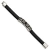 Chisel Stainless Steel Antiqued and Polished with Black Onyx Braided Black Leather 8.25" Bracelet - 4 of 4