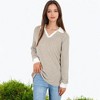 Anna-Kaci Women's Ribbed Long Sleeve Pullover Top with Layered V-Neck and Collar - 2 of 4