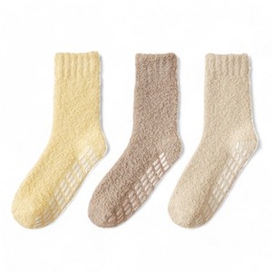 Alilang Women's 3-Pack Anti-Slip Fuzzy Grip Socks for Cozy Indoor Comfort - 1 of 4