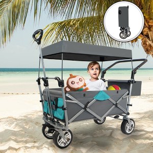 HTUTWOO Collapsible Canopy Wago, with Adjustable Push Pulling Handles, Heavy Duty Utility Outdoor Foldable Garden Cart,forSand,for Shopping,Camping - 1 of 4